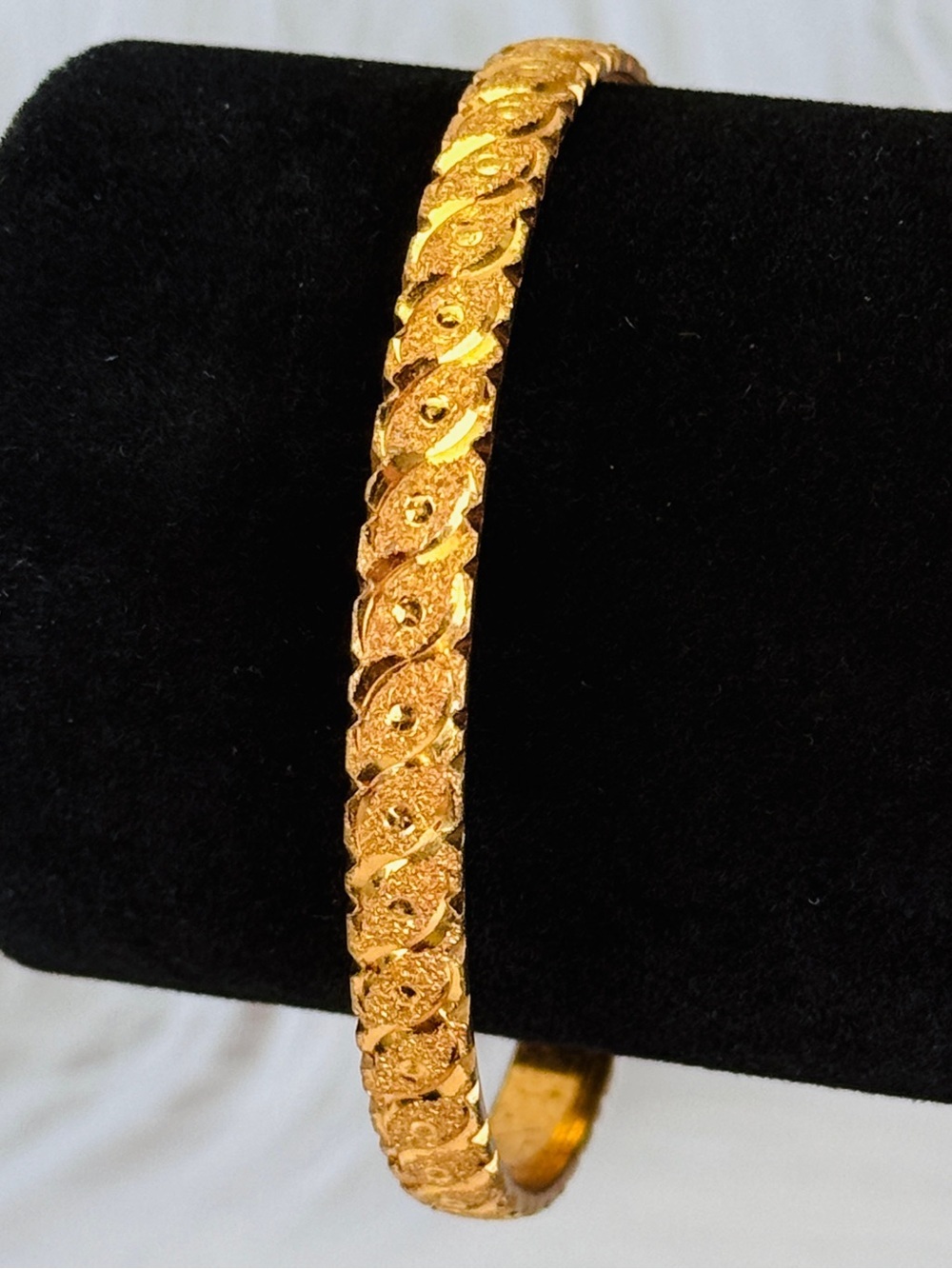 Vintage Aged Goldtone Textured Bangle Bracelet